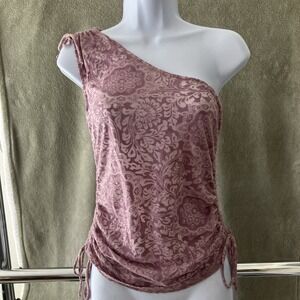 Vintage Y2K Express Paisley One Shoulder Sheer Top Medium Fairy Grunge Whimsy